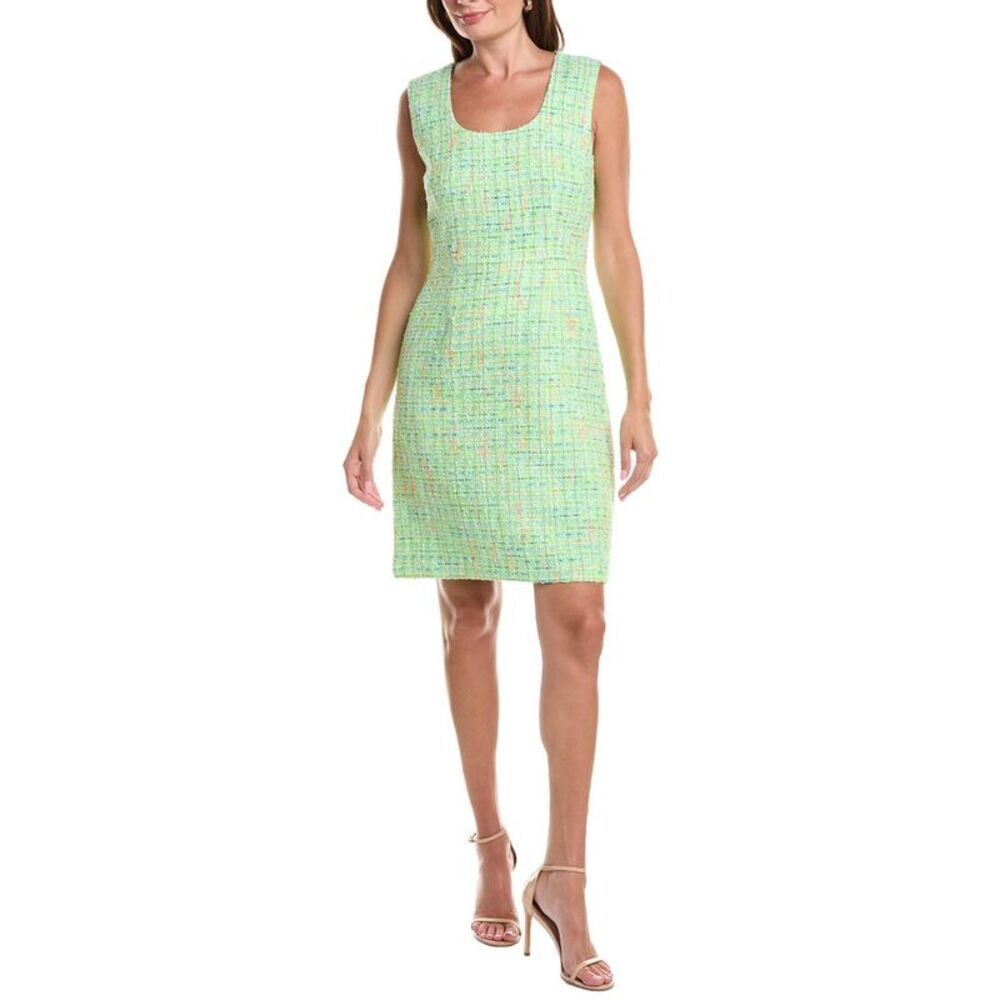 St. John Womens  Sleeveless Scoop Neck Dress, Green